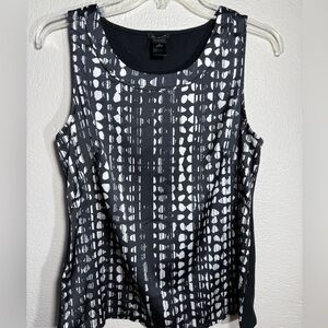 Ann Taylor Black & White Abstract Print Sleeveless Blouse Size Small